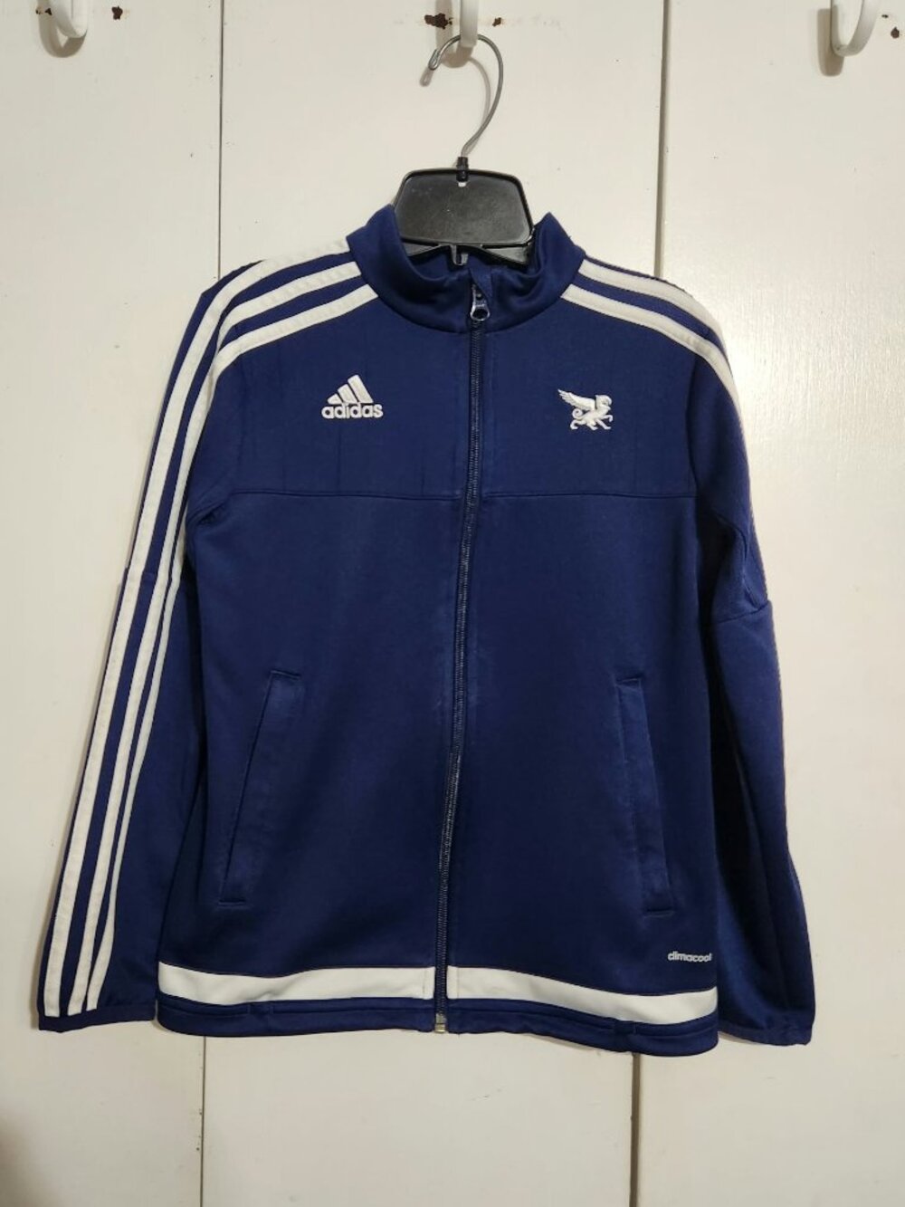 adidas Boys S 9-10 Blue Climacool Track Jacket Gryphon Crest 3-Stripe S22328